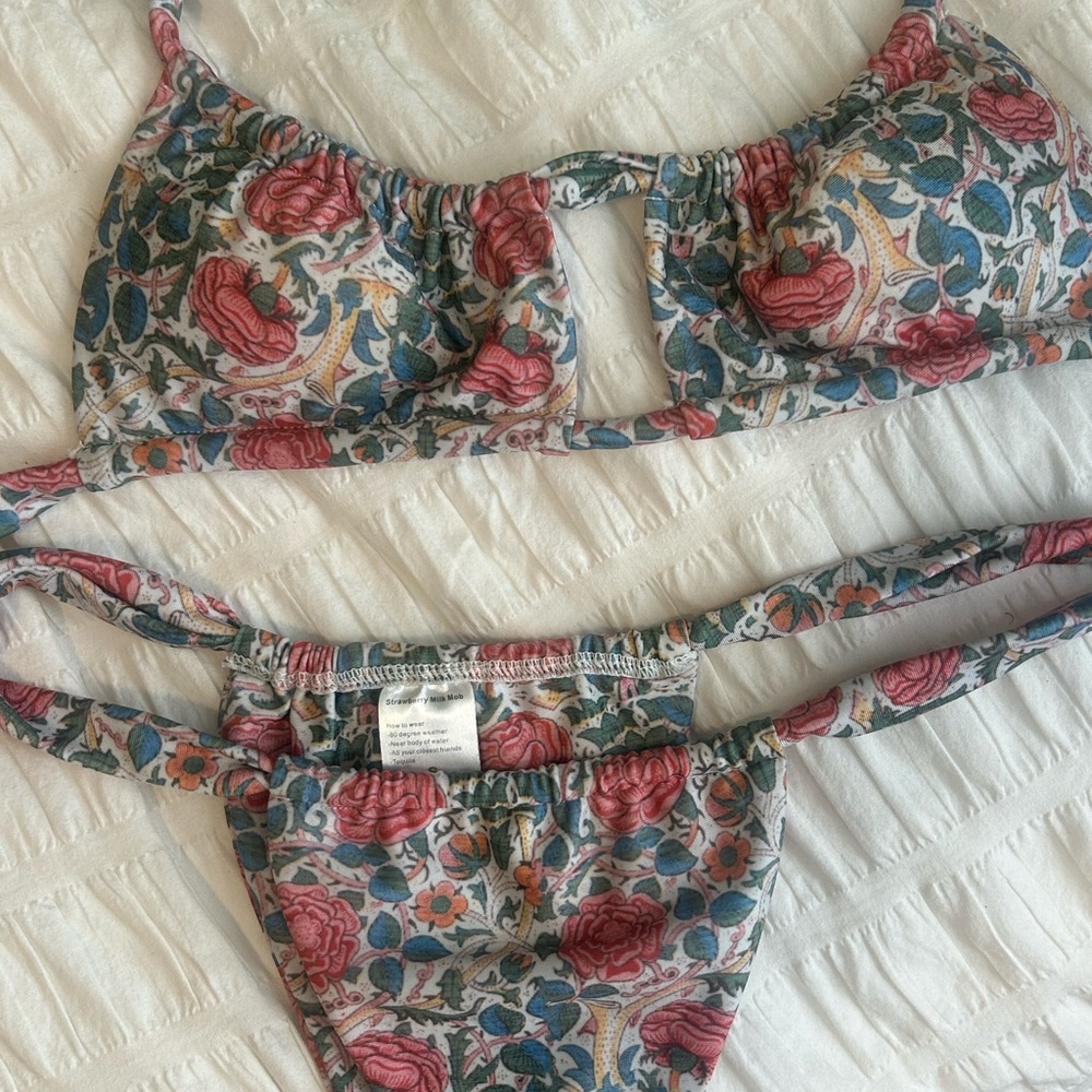 Strawberry Milk Mob Floral Bikini Set